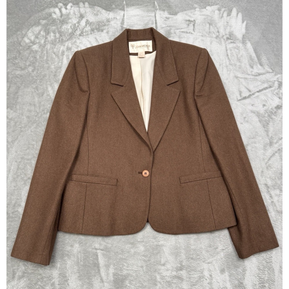 John Meyer of Norwich Wool Blazer Jacket Womens 12 Brown Tweed 60s Vintage Sport